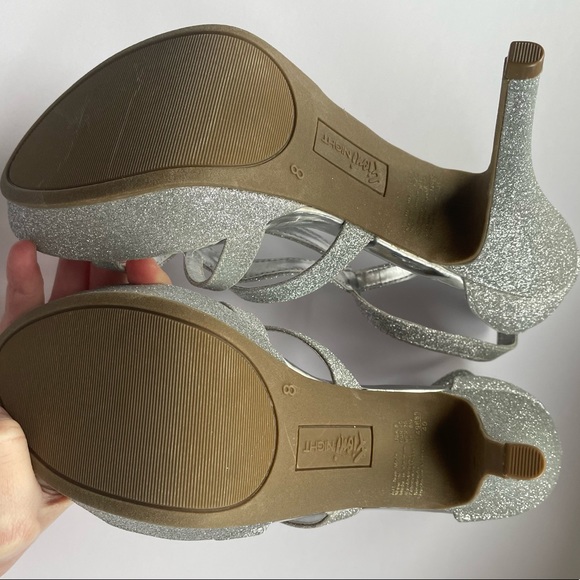 Size 8 Fiona Night Silver Sparkly High Heels - Picture 13 of 13